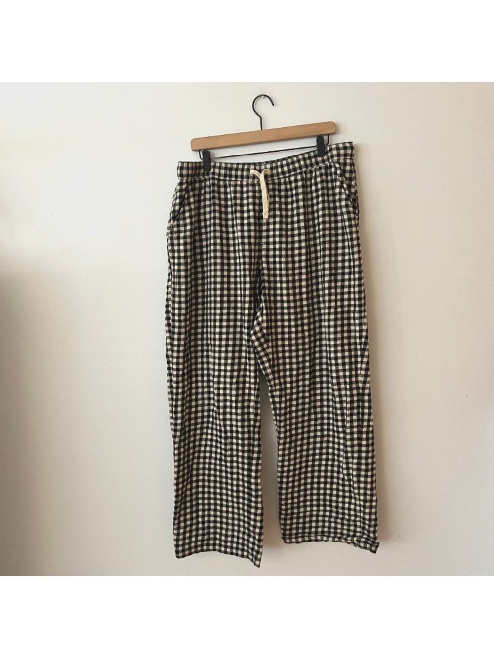 Pact Organic Cotton Black & White Plaid Flannel Pajama Pants Men's Size Large
